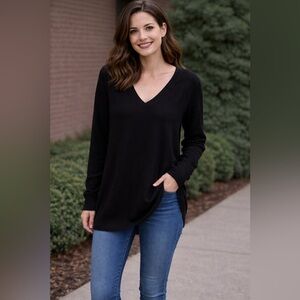 Joe Fresh Black Long Sleeve V-Neck Sweater